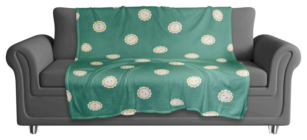 Blue Button Pattern Fleece Blanket