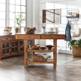 Harvey Two-Tone Kitchen Island Buffet, Oak