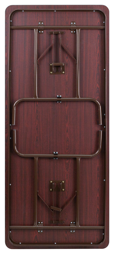 30"x72" Rectangular High Pressure Mahogany Laminate Folding Banquet Table