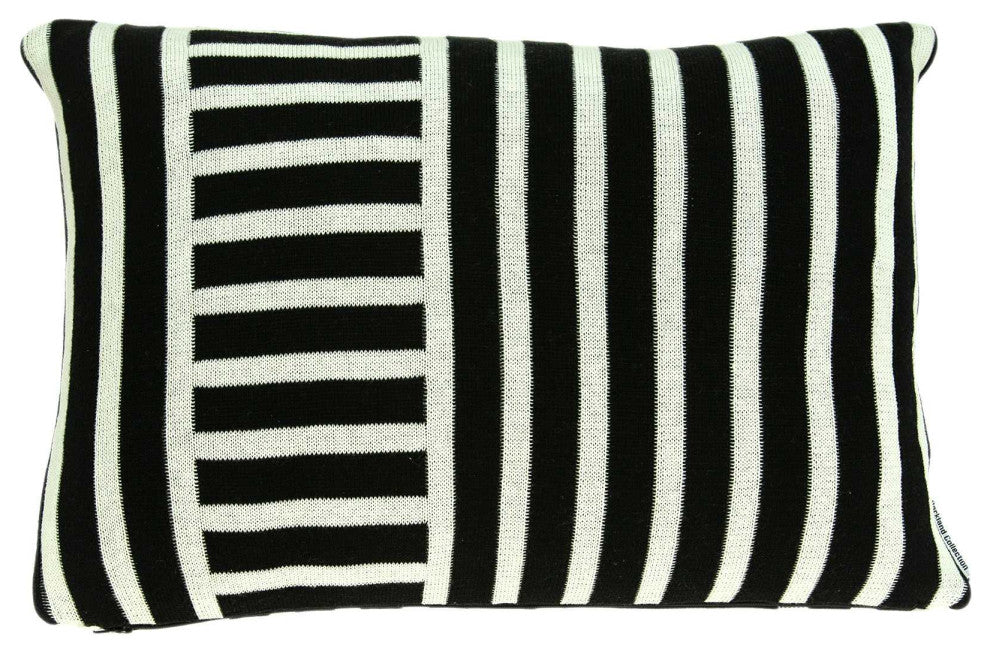 HomeRoots Elegant Black and White Lumbar Accent Pillow Cover