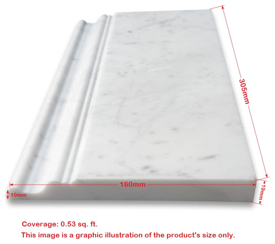 Nero Marquina Black Marble 6x12 Skirting Baseboard Trim Molding Honed, 1 piece