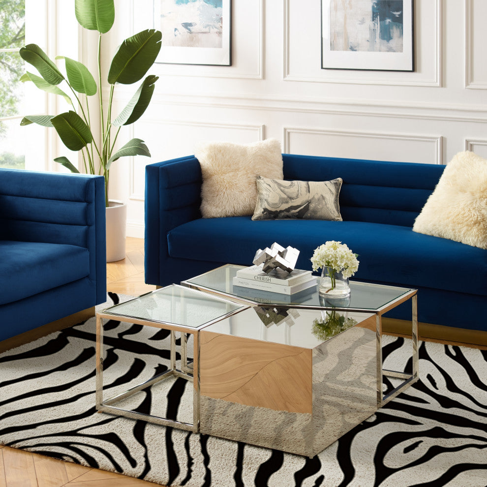 Inspired Home Thayer Table, 3 Pieces, Chrome