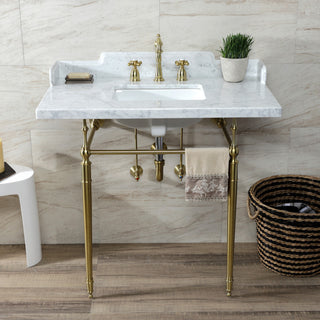 LMS3622M8SQ7 36" Carrara Marble Console Sink with Legs