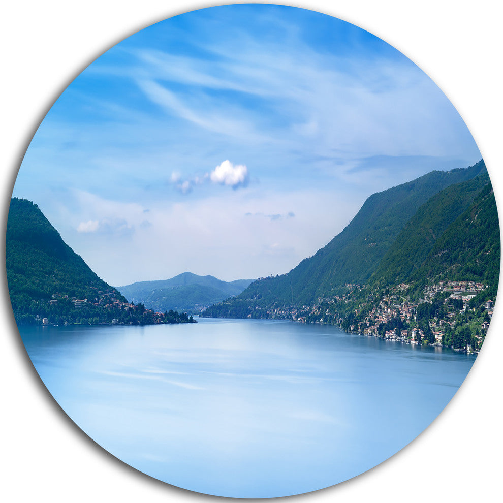 Blue Como Lake Landscape, Photo Round Wall Art, 11"