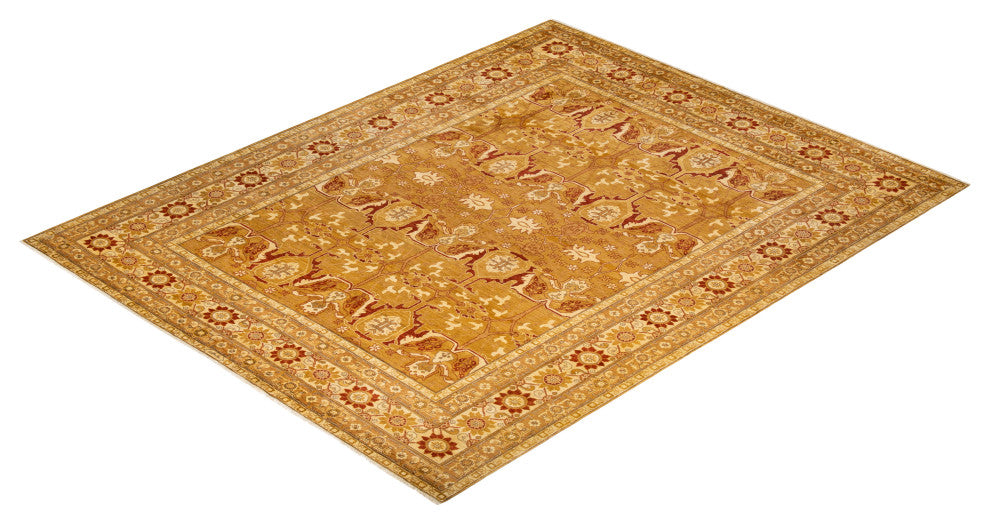 Eclectic, One-of-a-Kind Hand-Knotted Area Rug Yellow, 9' 4" x 12' 1"