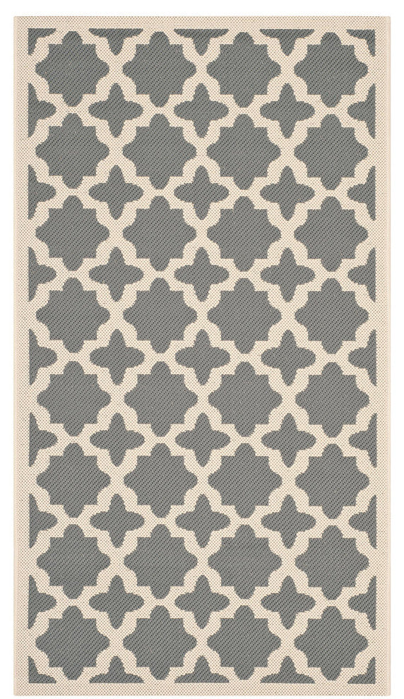 Safavieh Courtyard Cy6913-246 Anthracite, Beige Area Rug, 2'3" X 14'0"