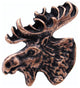 Moose Head Left Facing Cabinet Knob, Antique Copper