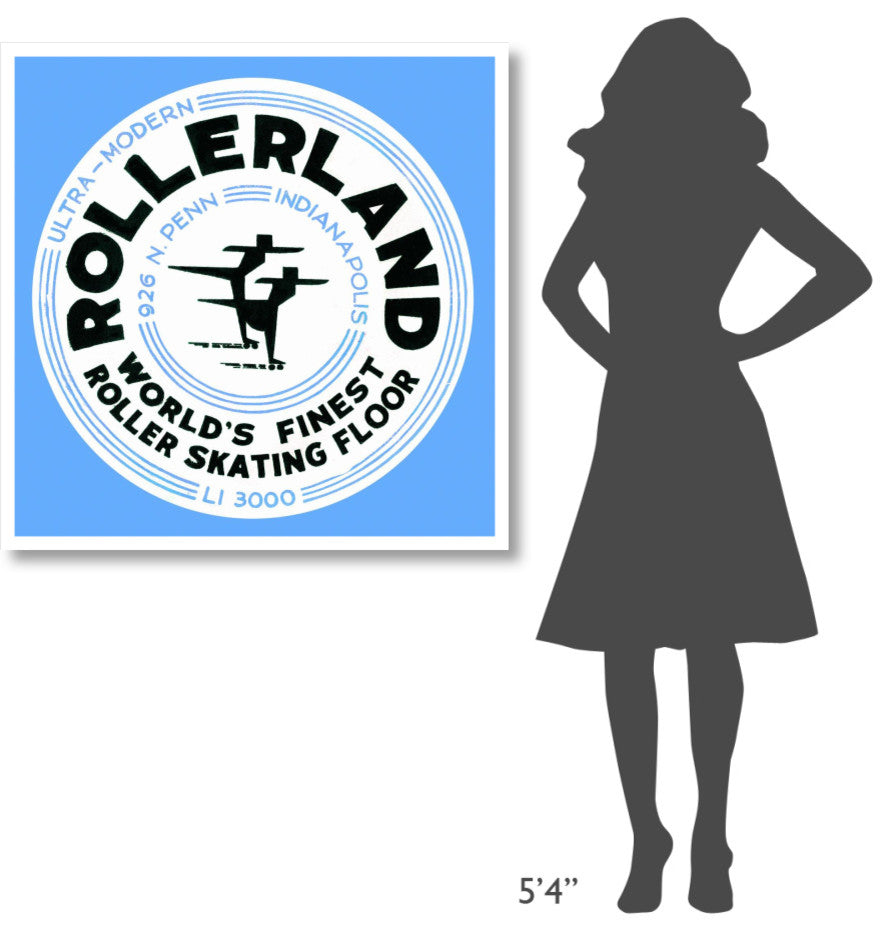 "Rollerland World's Finest Roller Skating Floor" Print by Retrorollers, 38"x38"