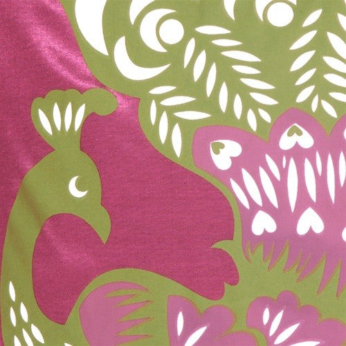 Pillow Decor - Proud Peacock Fuchsia Throw Pillow