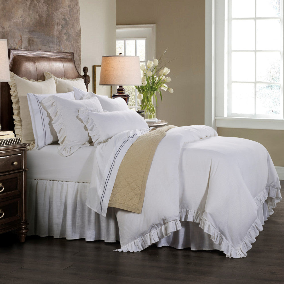 Lily Washed Linen Duvet Cover, 1 Piece, White, King