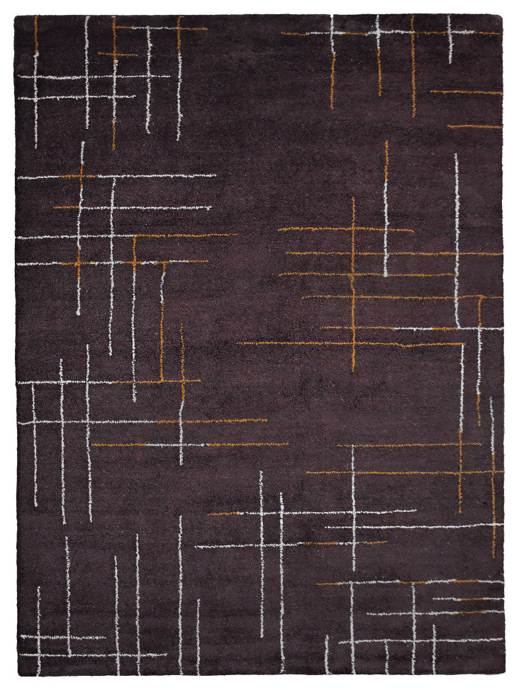 HAND KNOTTED LOOM SILK ECO-FRIENDLY RUGS-5'x8',Rectangle,Brown Gold,Contemporary