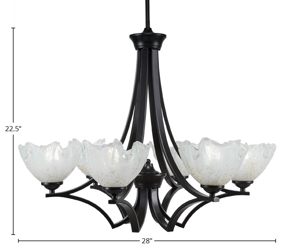 Chandeliers, 7" Gold Ice Glass