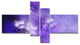 Blur Purple Sky with Stars, Abstract Canvas Art Print, 60"x32", 4 panels