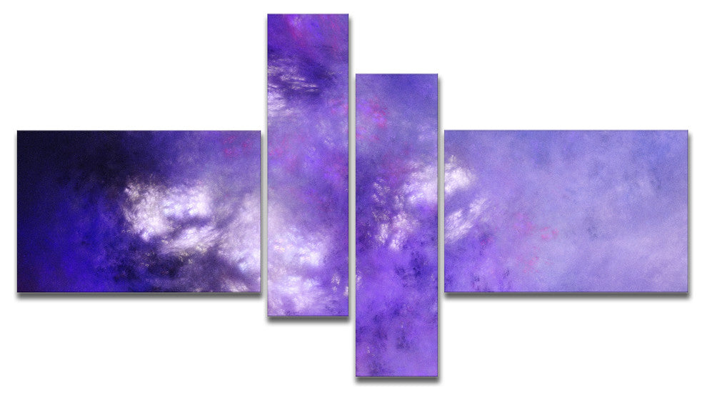 Blur Purple Sky with Stars, Abstract Canvas Art Print, 60"x32", 4 panels