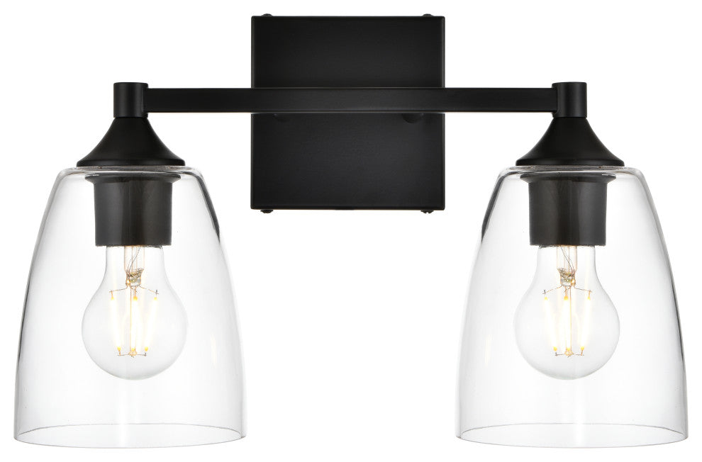 2 Light Black And Clear Bath Sconce