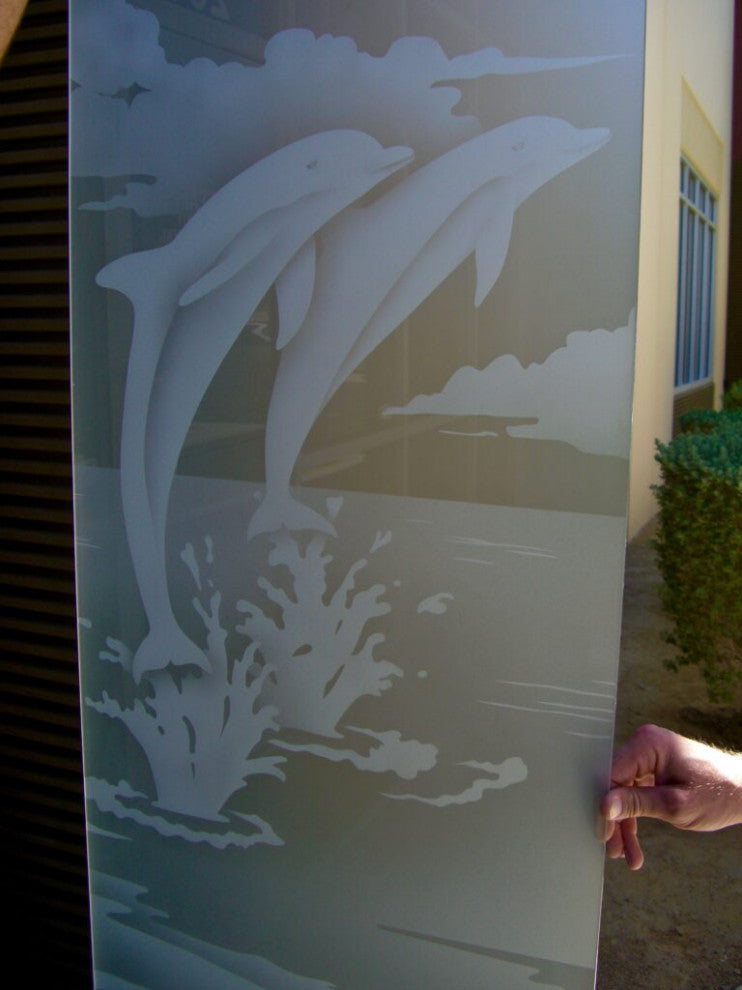 Interior Prehung Door or Interior Slab Door - Dolphins Leaping - Primed -...