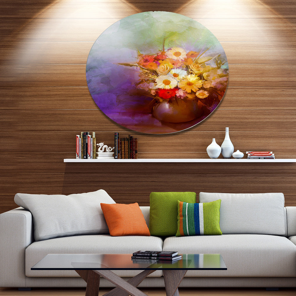 Bouquet Of Small Flowers Watercolor, Floral Round Wall Art, 36"