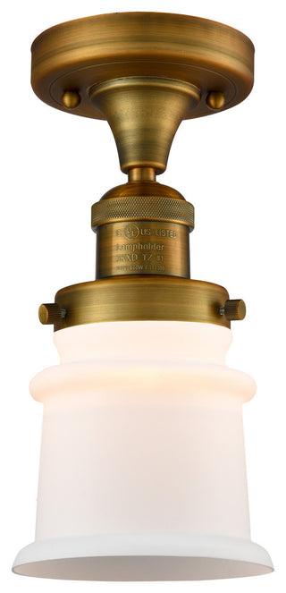Small Canton 1-Light Semi-Flush Mount, Brushed Brass, Matte White