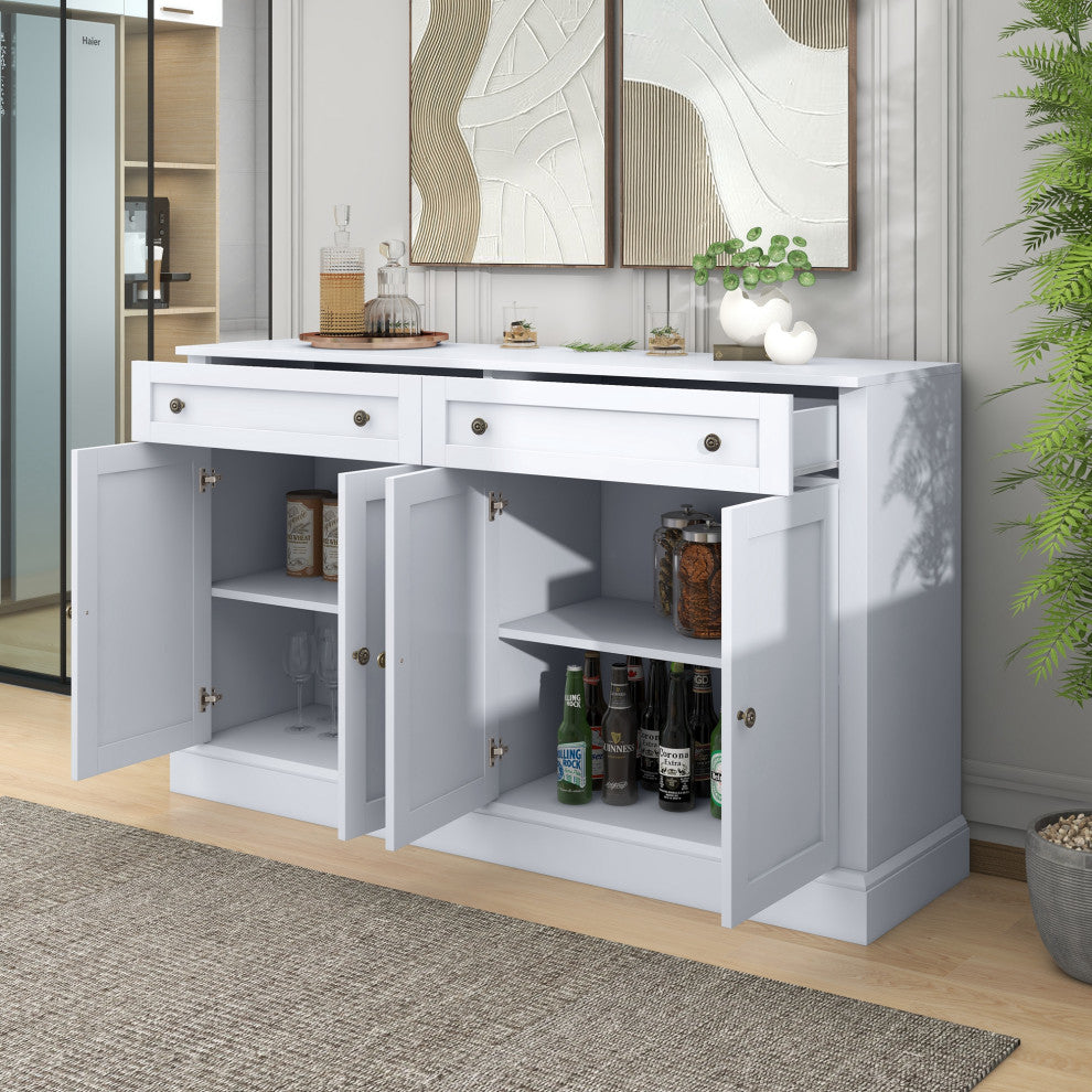 TATEUS 58" Kitchen Sideboard Storage Buffet Cabinet, White