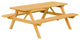 Pressure Treated Pine Picnic Table with Attached Benches, Natural Stain, 8 Foot, With Umbrella Hole