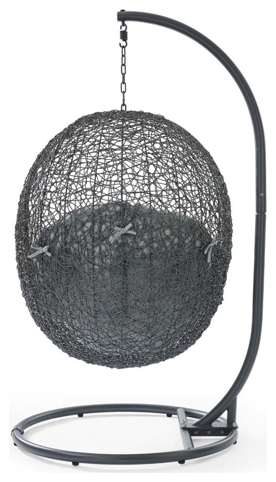 Swing Lounge Chair, Sunbrella, Gray, Modern, Outdoor Patio Balcony Garden