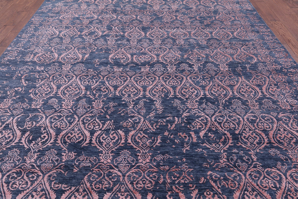 Modern Hand-Knotted Wool and Silk Rug 9' 1" X 12' 5" Q7053