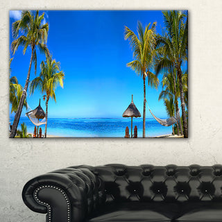 "Mauritius Beach With Chairs" Seashore Canvas Photo Print, 40"x20"