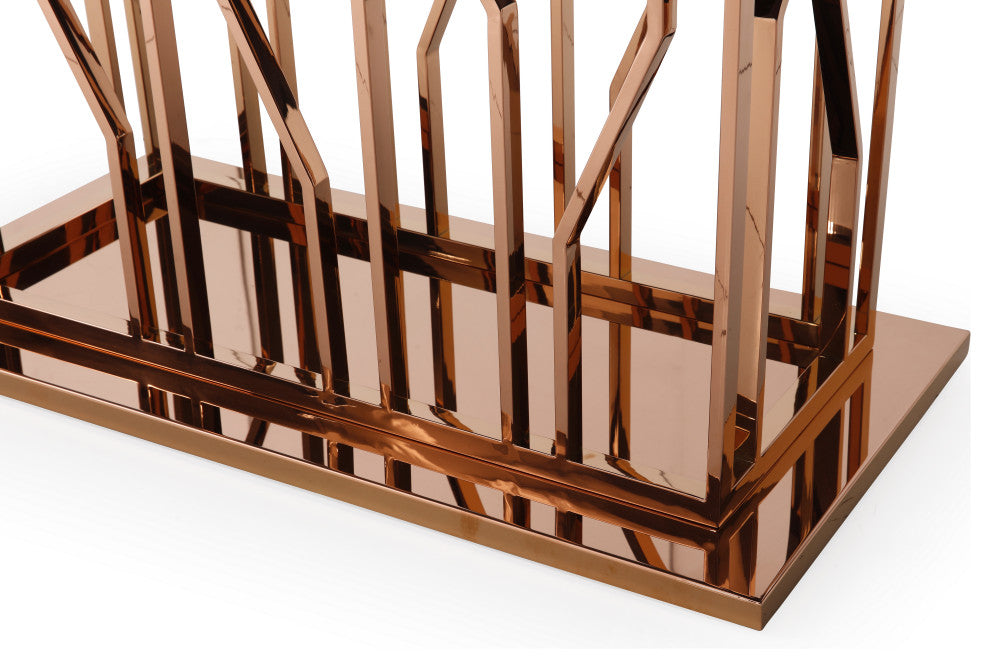 Modrest Marston Modern Black Glass and Rosegold Dining Table