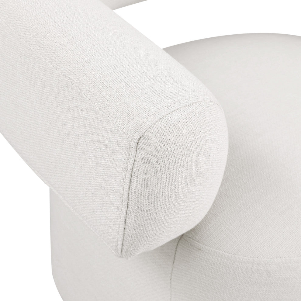 Niya Linen Textured Fabric Upholstered Swivel Accent Chair, Cream