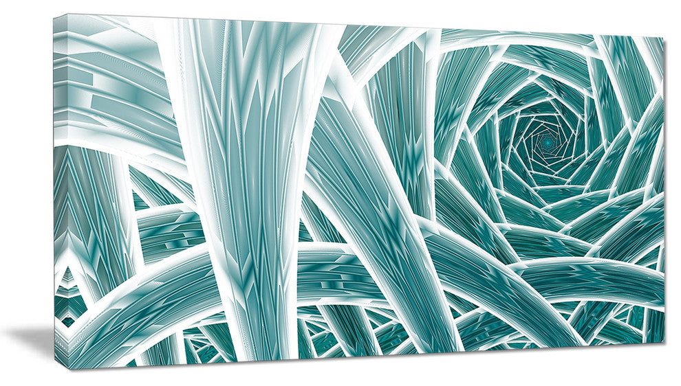 Blue Fractal Endless Tunnel, Abstract Canvas Art Print, 32x16