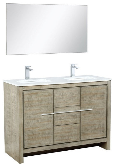 Lafarre Contemporary 48" Rustic Acacia Double Sink Bathroom Vanity Set, Labaro R