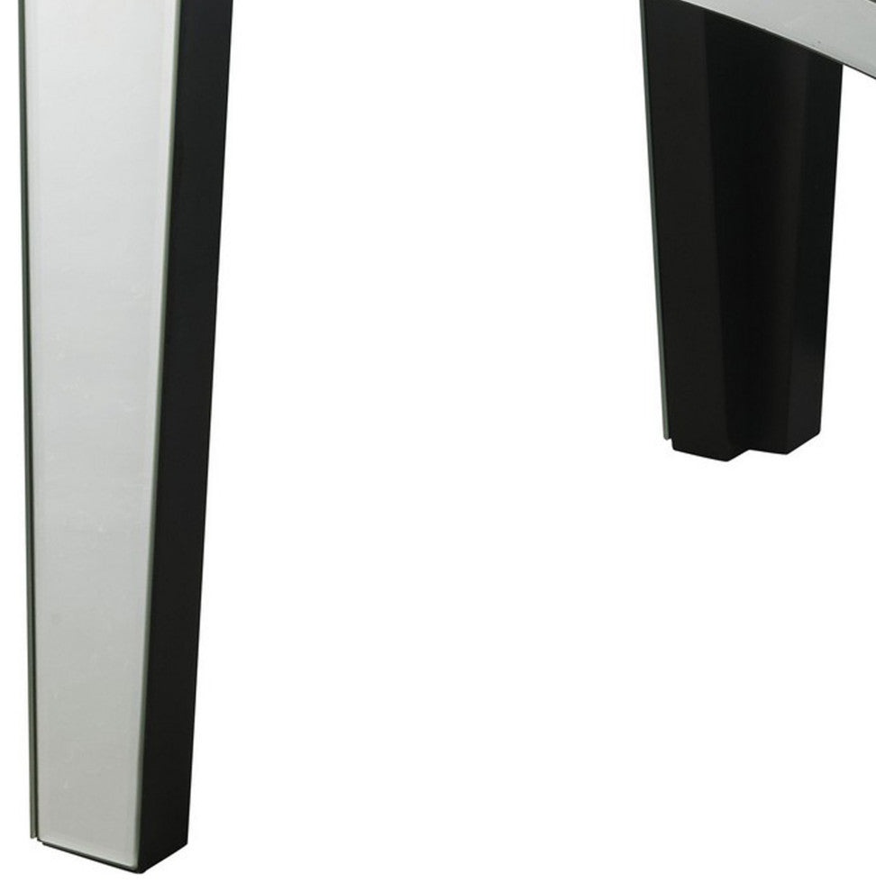 Benzara BM252330 End Table With Mirror Trim and Faux Stone Inlays, Silver