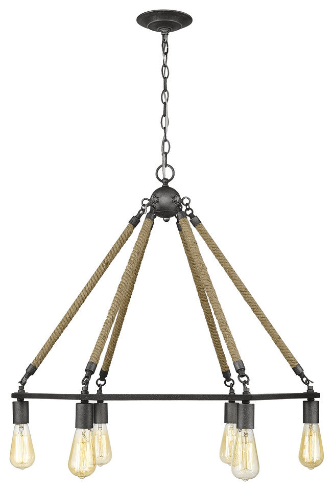 Holden 6-Light Antique Gray Wagon Wheel Chandelier