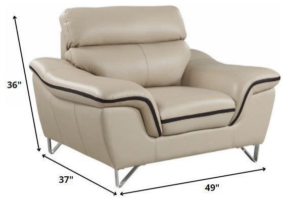 69''x36''x40'' Modern Beige Leather Sofa And Loveseat