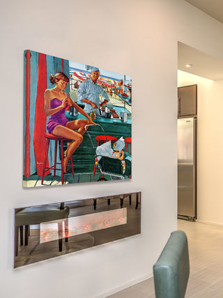 "Babysitter at Beach Stand" Print on Canvas by George Hughes