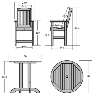 Springville 3-Piece Round Dining Set, Weathered Acorn, Black