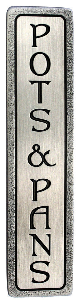 "POTS & PANS" Pull Antique Pewter (Vertical)