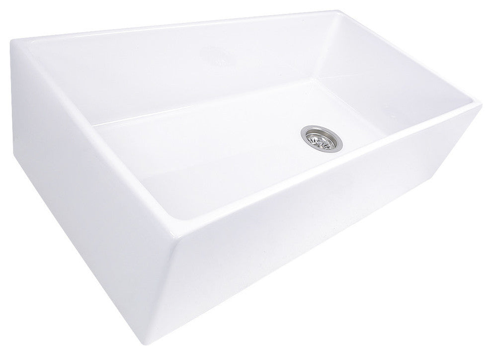 Nantucket Sinks 36" Farmhouse Fireclay Sink with Offset Drain and Grid