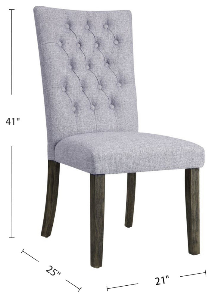Set of 2 Upholstered Side Chair, Gray/Gray Oak Finish