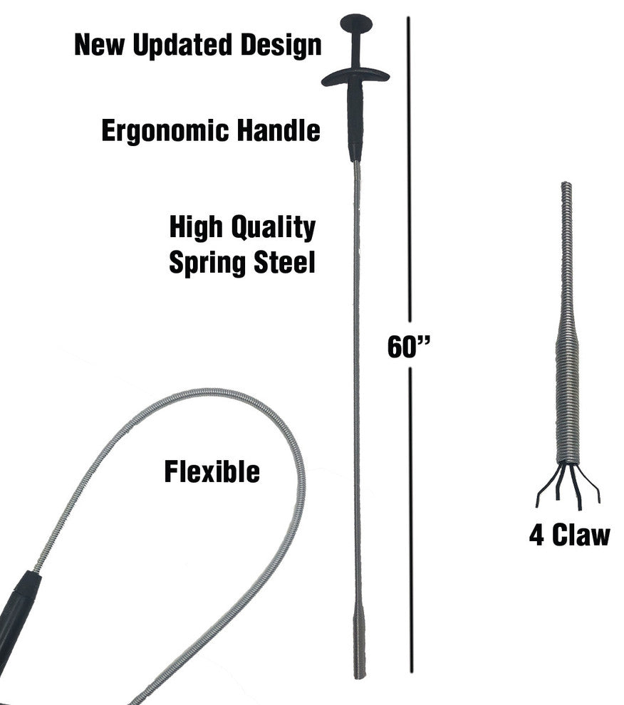 GrabEASY Ergonomic Flexible Handle 4-Claw PickUp Tool, 60"
