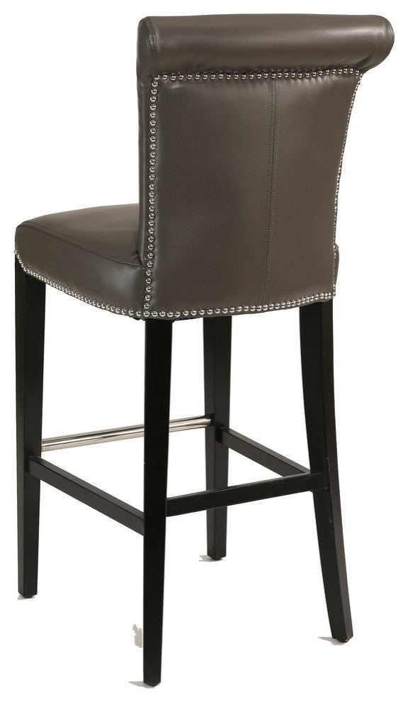 Gray Leather Counter Stool