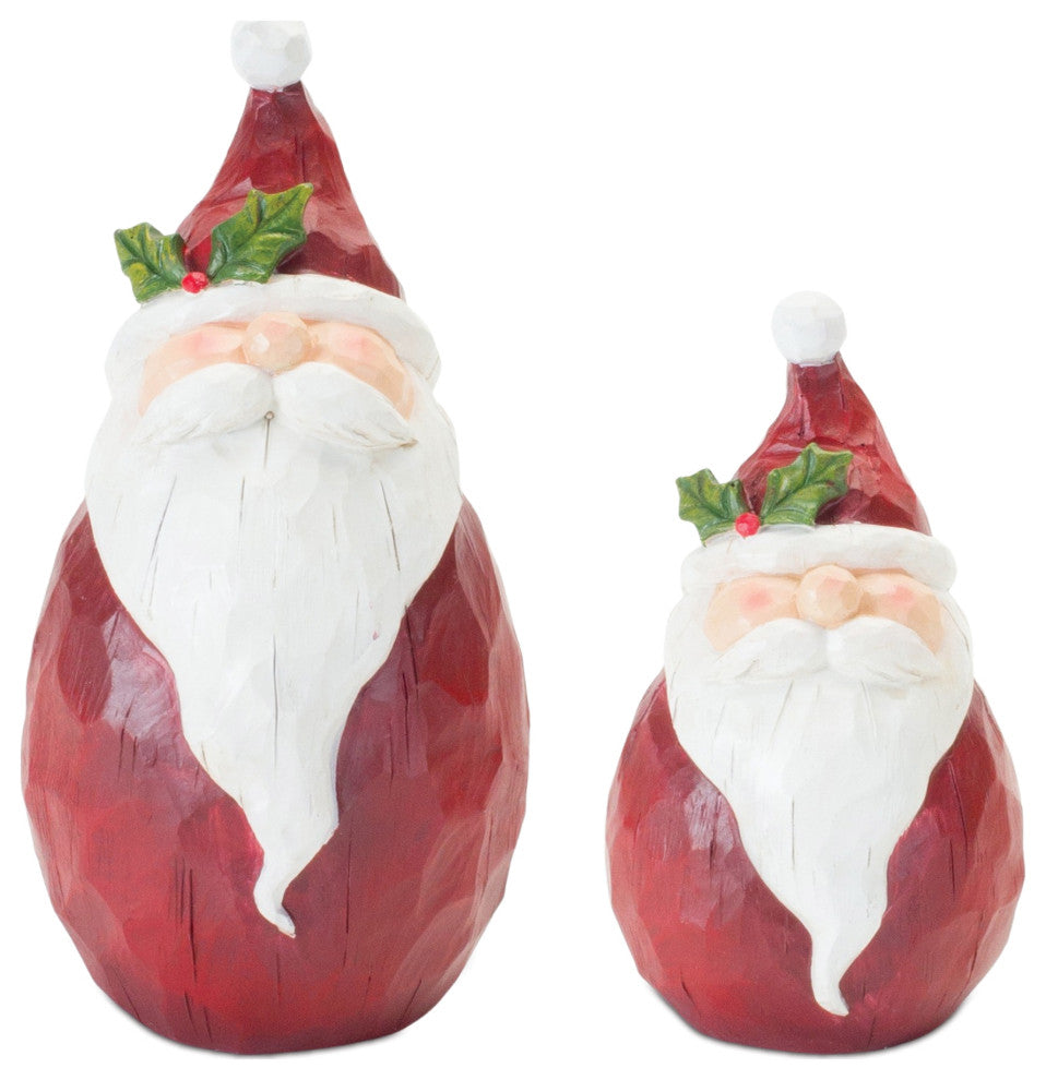 Round Santa Figurine, 2-Piece Set