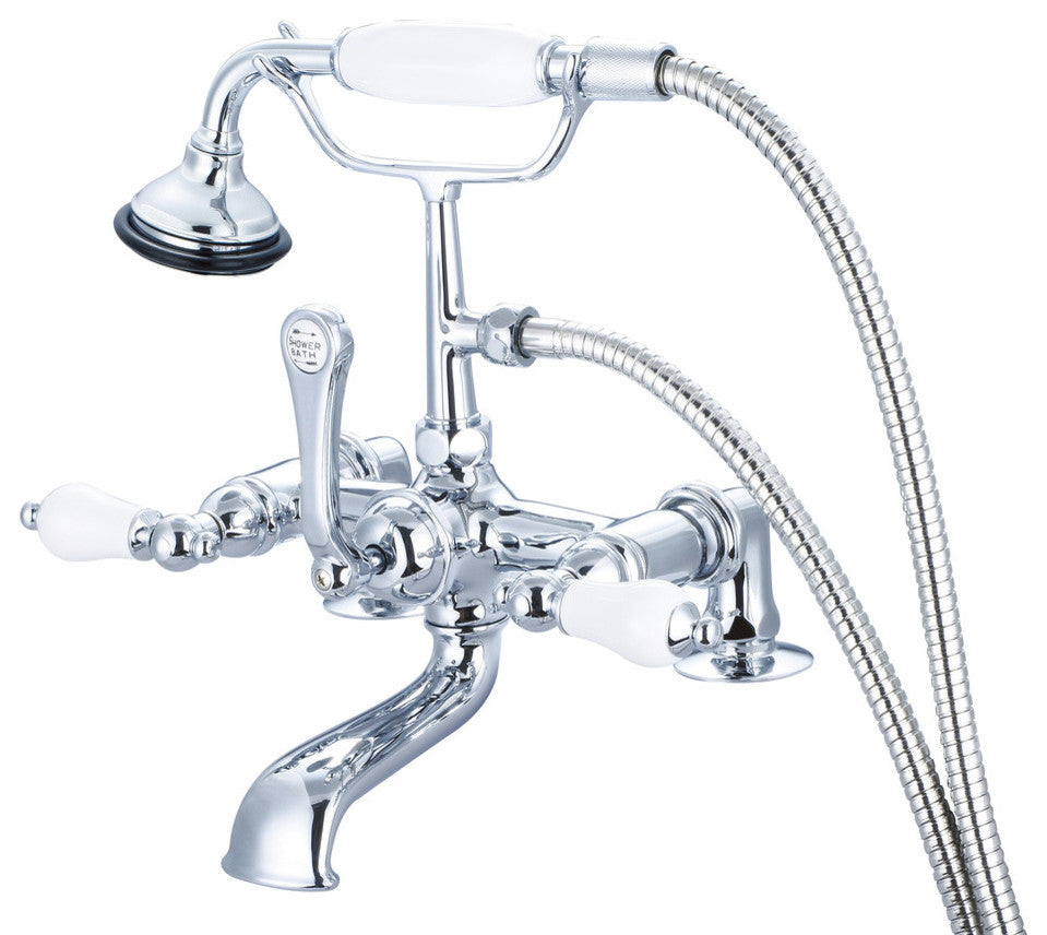 Vintage Classic Deck Mount Tub Faucet With Handshower, Hand Polished, Richly Tri