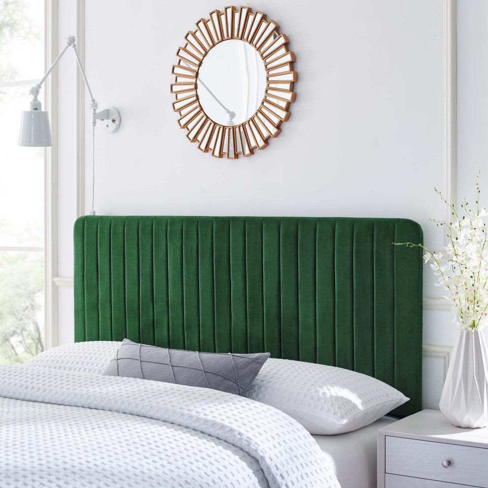 Milenna Channel Tufted Performance Velvet Full/Queen Headboard Emerald