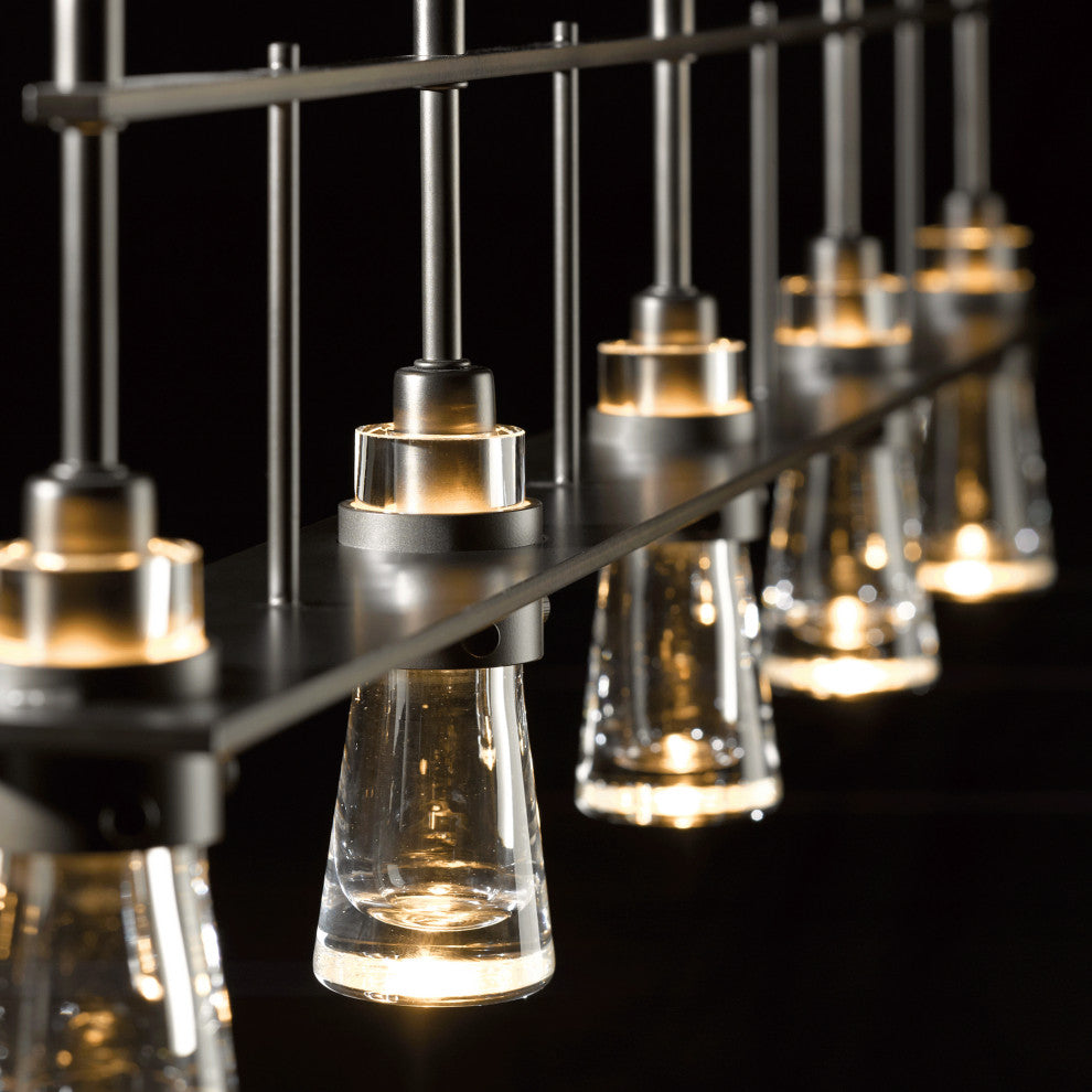 Erlenmeyer 5 Light Pendant, Dark Smoke Finish, Clear Glass