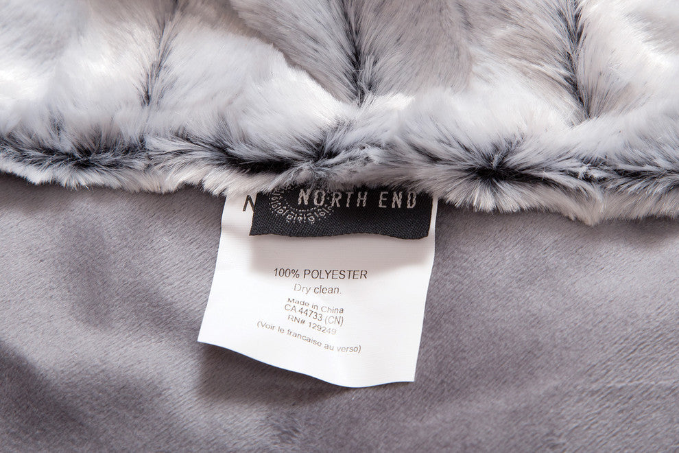 Faux Fur Throw Blanket, Modern Grey Plush Rabbit
