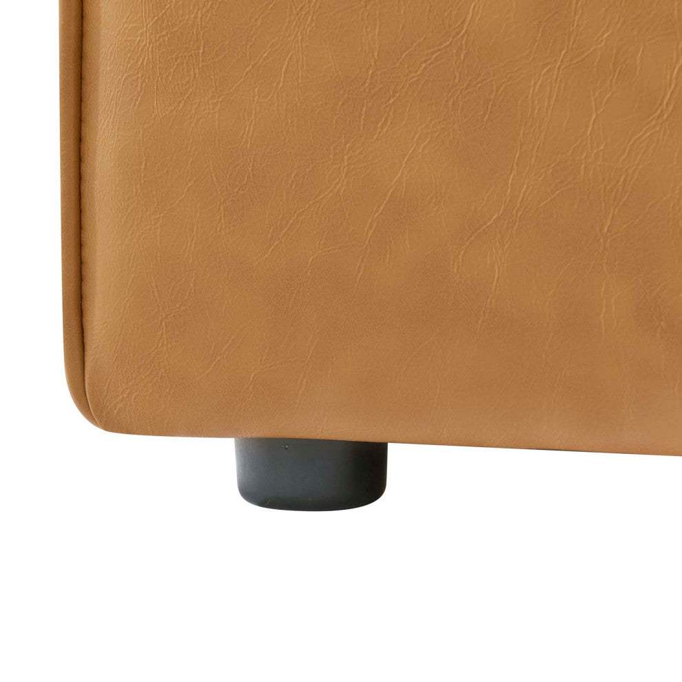 Sofa Middle Chair, Faux Vegan Leather, Tan, Modern, Living Lounge Hospitality