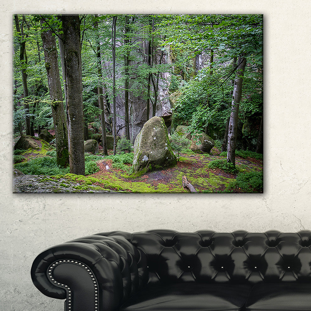 "Dense Moss Forest in Green" Landscape Art Print Canvas, 40"x20"