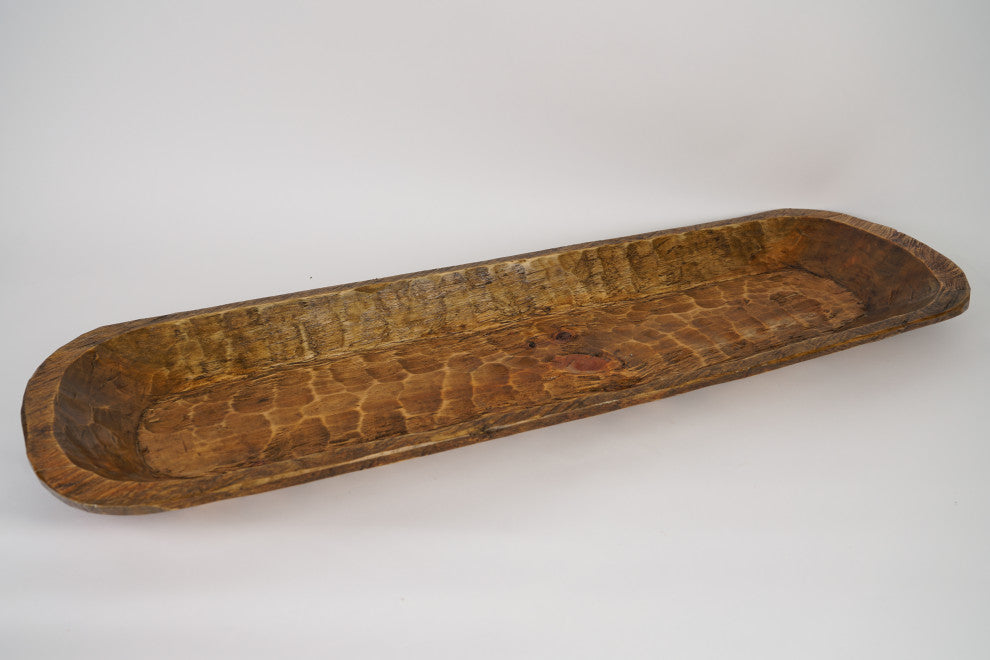 Food Safe Extra Long Rustic Wooden Dough Bowl