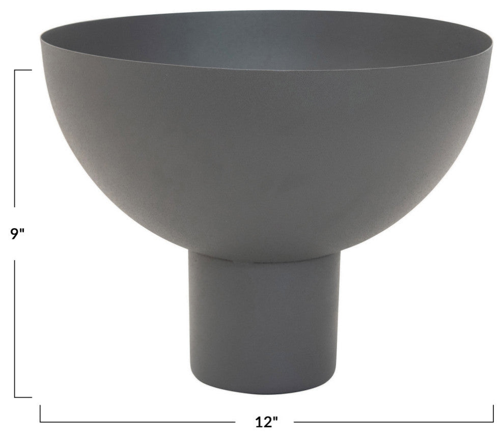 Decorative Metal Footed Bowl, Gray